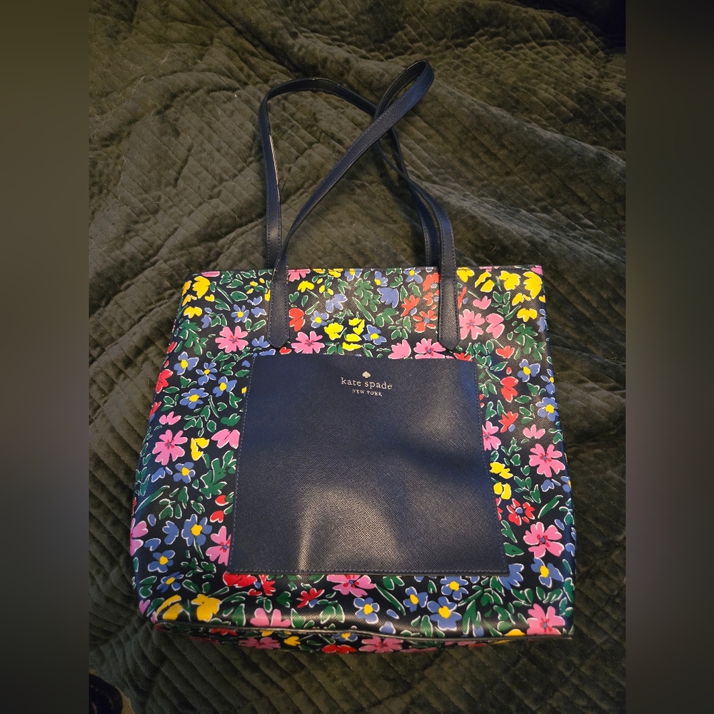 Kate Spade Floral Tote Bag - Navy blue and Multicolor flowers